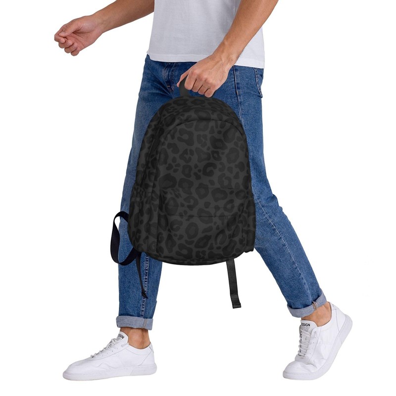 Jbofyee Leopard Black Texture Laptop Backpack For Men Women, Lightweight