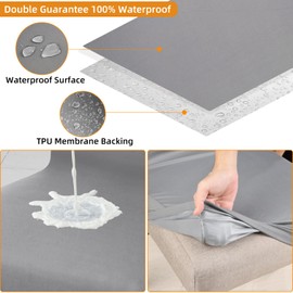 Fuloon Chair Covers, Waterproof, Stretch Chair Cover, Modern Chair Cover, Elastic, Removable, Washable, Fitted Cover for Dining Room Chairs, Swing Chair, Set of 6, Grey