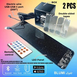 Blumi Light Programmable LED Matrix Panel, Flexible LED Screen for Cars, Custom With Bluetooth App, Unique Gift For St Patrick Day Or Anniversary (4.33 x 19.37 inches) - Pack: 2PCS: 49 x 11 cm / 19.37 x 4.33 inches