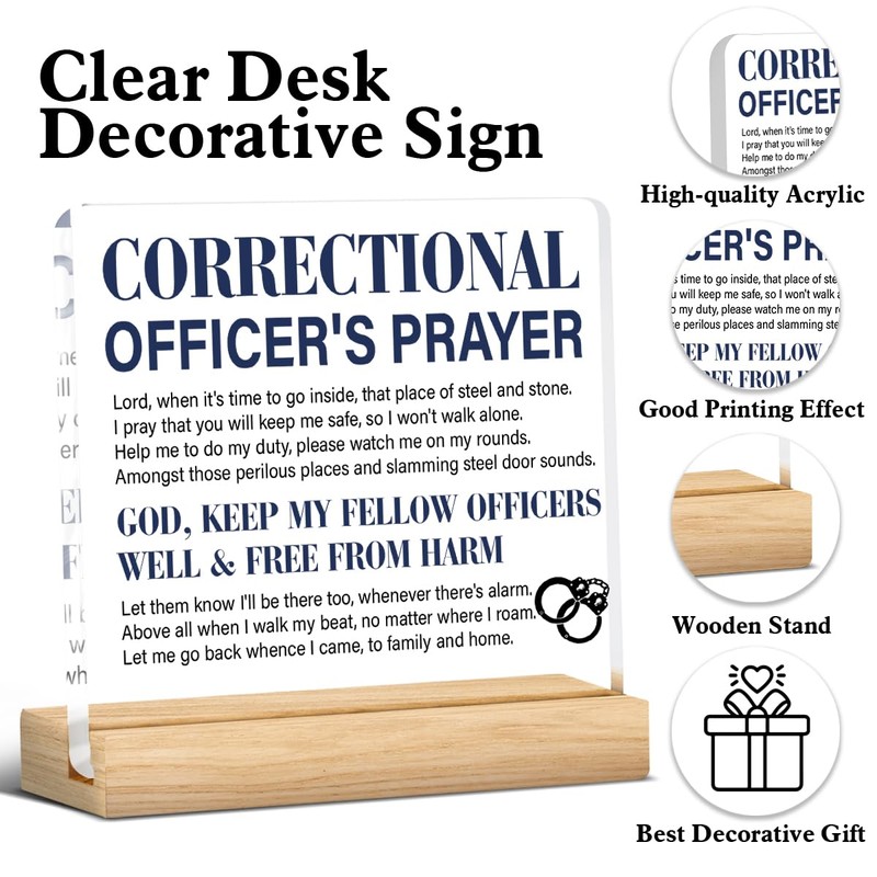 Correctional Officer Prayer Acrylic Plaque Sign Thank You Gift for