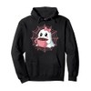 Cute Ghost with Pumpkin, Bow and Coffee Spider Web Pullover