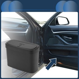 INFINAUTO Car Trash Can Car Door 6.3" Length 2.8" Width 4.7" Height Auto Trash Bin Plastic Black Hanging