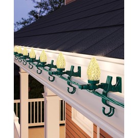 SURAIELEC C9 LED Christmas Lights with Clips, 67 FT 100 LED Outdoor Christmas Roof Lights with 100 Spring Clips, Warm White Exterior Christmas Lights for House, Gutters, Shingles, Roofline, UL Listed