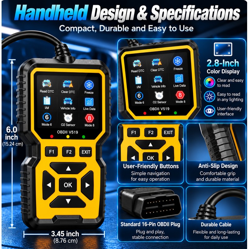 OBD2 Diagnostic Scanner for Vehicle Troubleshooting – Engine Code Reader