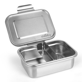 STEELBY Stainless Steel Lunch Box - Leak-Proof Bento Container with Snap-Lid and Removable Divider 1200ml