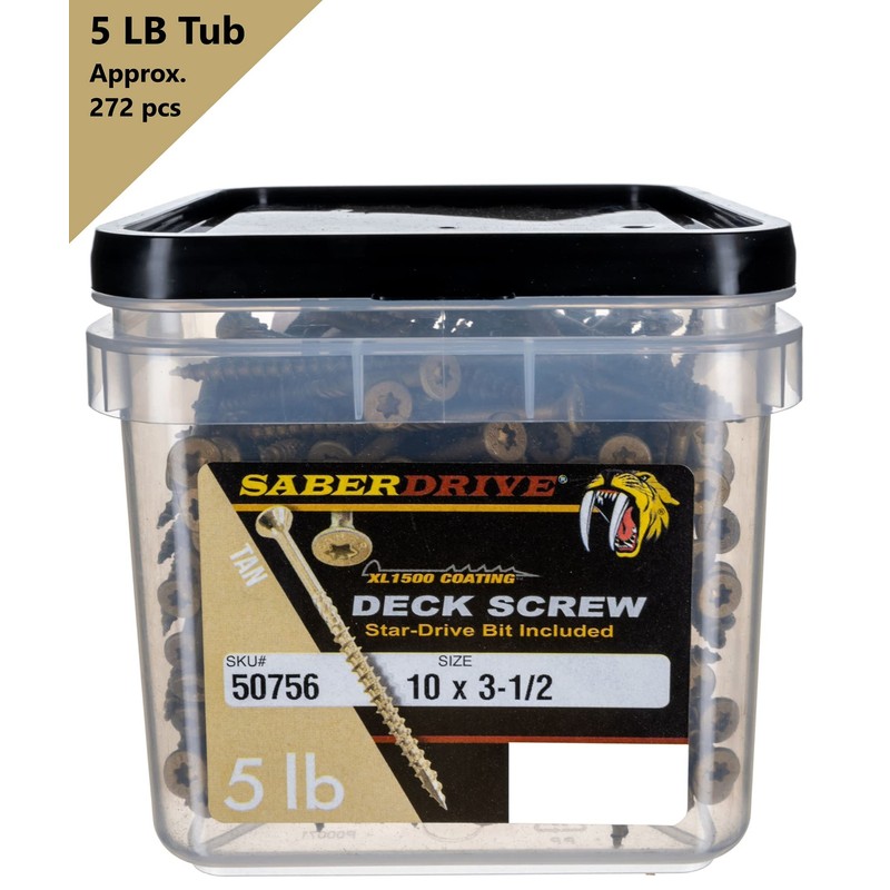 #10 x 3-1/2" Saberdrive Tan XL1500 Coated Exterior Star Drive