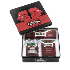 Proraso Shaving Kit for Men | Moisturizing Pre-Shave Cream, Shaving Cream Tube and After Shave Balm for Thick, Curly Beards in Vintage Dopo Tin