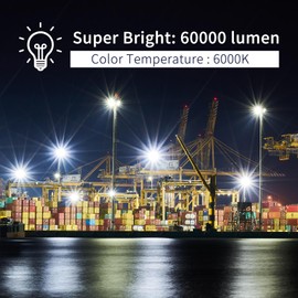 600W LED Flood Light 6000K Daylight White 60000LM, Wider Lighting Angle, IP66 Waterproof for Commercial Parking Lot Lights, for Yard Street Stadium Outdoor Area Floodlight Bright Security Lights