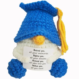 Graduation Gifts, Behind You All Your Memories Crochet Graduation Gnome, Graduation Inspirational Gifts for Her Him, Blue College High School Graduation Decorations 2025, Graduation Supplies Kit Card