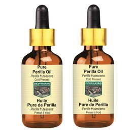 Devprayag Pure Perilla Oil (Perilla frutescens) with Glass Dropper Natural Therapeutic Grade Cold Pressed (Pack of Two) 100ml X 2 (6.76 oz)