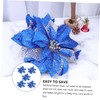 Ciieeo 5Pcs Blue Hexagonal Gold Thread Christmas Decorative Flowers for