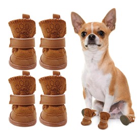 ACTOYS Dog Shoes, Pack of 4 Dog Shoes, Paw Protection, Dog Shoes Outdoor Indoor with Non-Slip Sole, Plush Dog Boots, Dog Shoes Winter for Small and Medium Dogs
