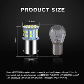 ACOHUIKE 1156 1141 1003 7506 BA15S LED Bulbs Super Bright 3014 50-SMD LED Replacement for 12 Volt RV Camper Trailer Boat Trunk Interior Lights (White, 20)