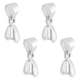 GOMAKERER 4 Pcs 925 Sterling Silver Pinch Bails, Pinch Clip Bail Clasp Bead Pendant Clasp Connectors Metal Clip Buckle Jewelry Findings for Necklace Earring Bracelet Jewelry Making