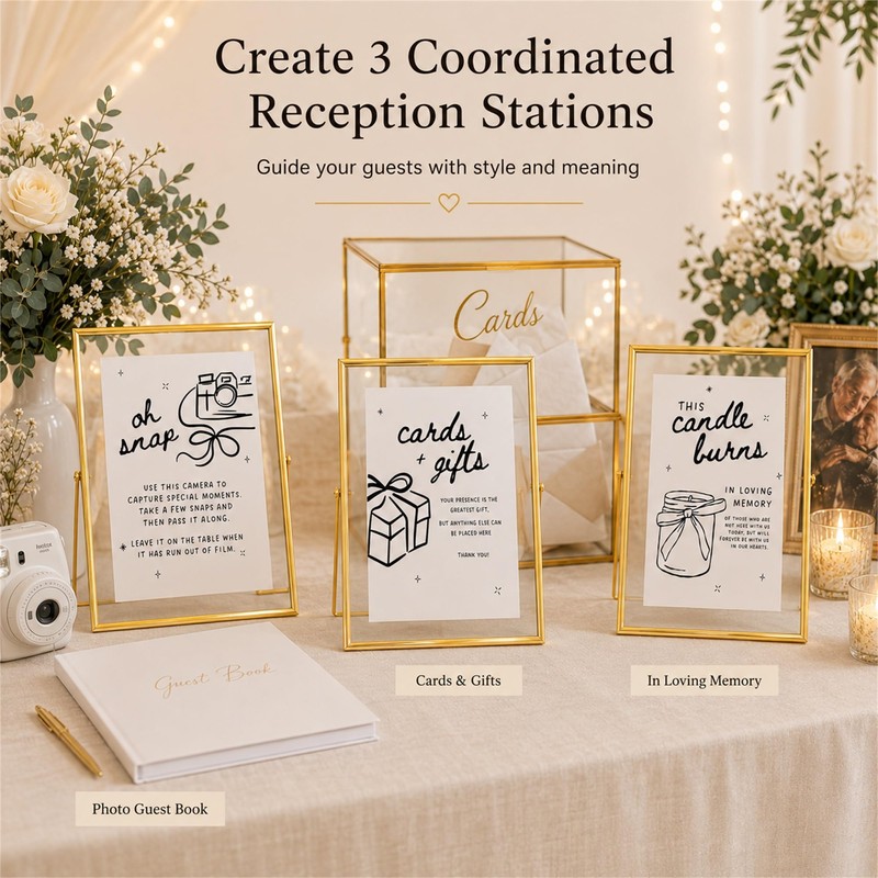 Calculs 3-Piece Wedding Sign Set, Gold 8x10 Floating Picture Frames