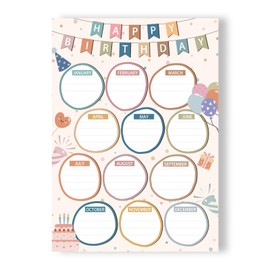 WALENGIF Boho Happy Birthday Chart for Classroom Confetti Birthday Poster Calendar for Classroom Bulletin Board Decorations Reusable Birthdays Poster for Students Back to School Teaching Supplies