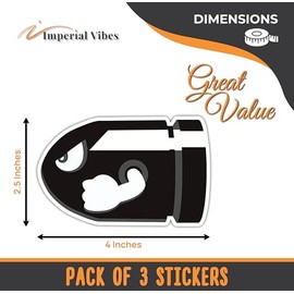 Imperial Vibes - Calcomanía de vinilo para ventana, Pegatinas para Auto, diseño de bala, para coche, camión, furgoneta, SUV, ventana, vaso de pared, 3 unidades, 4 pulgadas, Imp 98