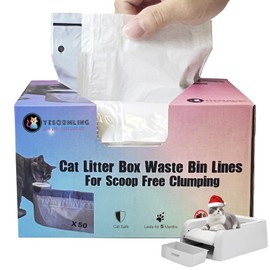 50 Count Cat Litter Box Liners,Compatible with Pet safe Scoop Free Self Cleaning Clumping Litter Box,Drawstring Litter Box Liner, Replaceable Cat Waste Bag, Easy Cleanup