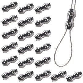20Pcs M4 304 Stainless Steel Duplex Wire Rope Clips, Duplex Double Bolt Cable Clamps, Reusable 2-Post Wire Rope Clip for 5/32 Inch (3mm-4mm) Wire Cable/Wire Rope, Wire Clamp Tool for Outdoors