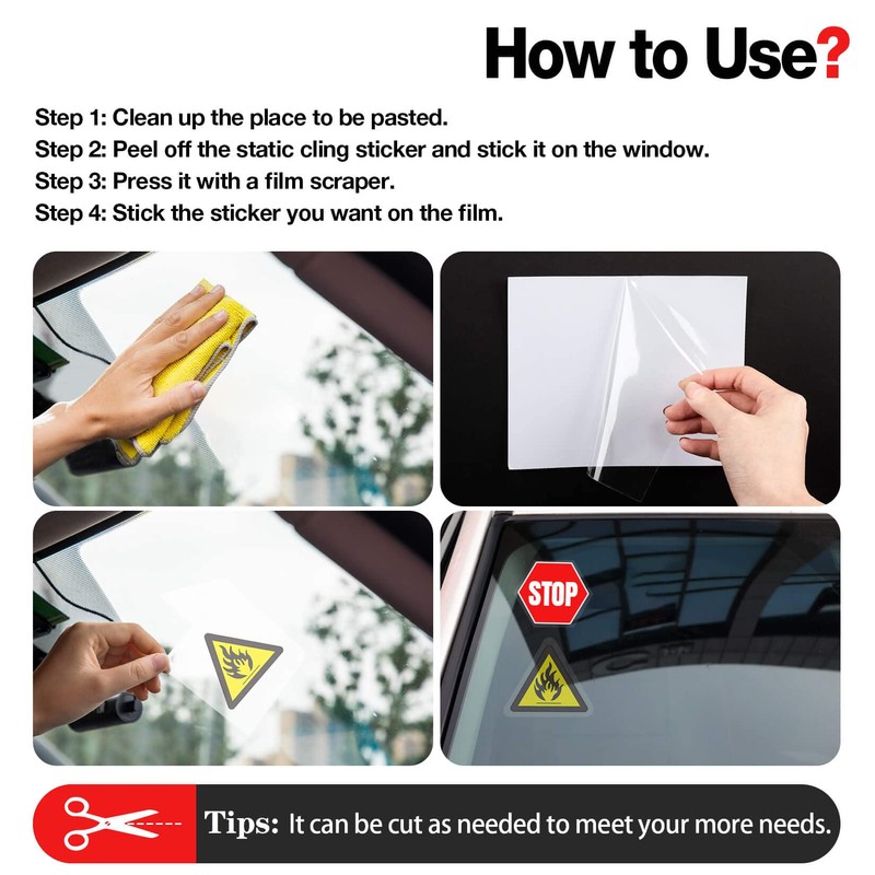 PSLER Car Windshield Sticker, Windshield Applicator, Clear Window Cling Car