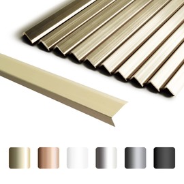 sunwings 10-Pack 36 Inch Peel and Stick Aluminum Tile Trim, Decorative Kitchen Backsplash Trim Edge, Self Adhesive Tile Liner Shiny Gold Large