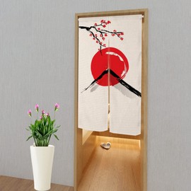 Leowefowa Japanese Noren Doorway Curtains Window Treatment Door Curtain Emblem Printed Tapestry Doorway Curtain for Ukiyoe Room Divider Home Kitchen Decors 33.5" Width x 59" Long (Blooming Flowers)