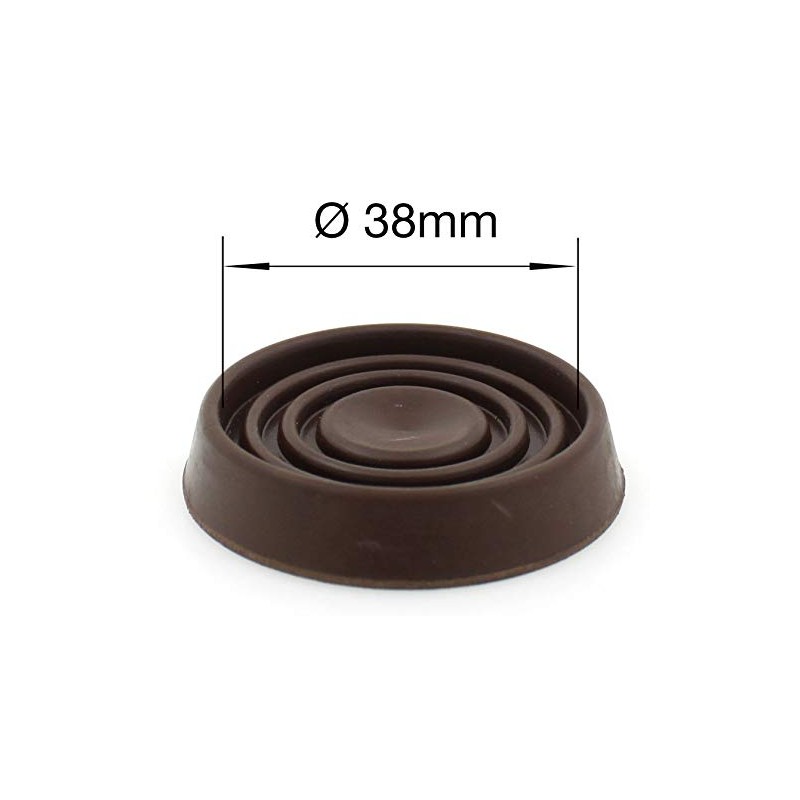 4X Brown Rubber Castor Cups - Non Slip - Protect