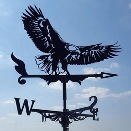 Alnicov Animal Metal Weather Vane,Vintage Black Weather Vane Hollow Wind Direction Indicator for Outdoor Garden Roof Paddock Decoration Weather Vane(Eagle)