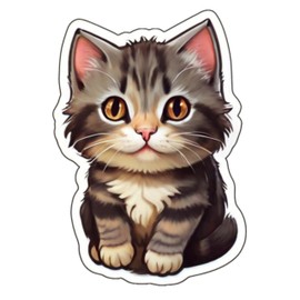 Cute Cat Stickers for 3in Water Bottles, 3pcs Waterproof Stickers for Laptop Skateboard, Luggage Phone Bicycle, Cat Stickers for Kids Adults, Stickers for Hard Hats (Cat6)