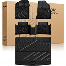 3W Floor Mats & Cargo Liner Compatible with Hyundai Kona 2026 2025 2024 (Gas Models Only), TPE All-Weather Heavy Duty Custom Fit Car Accessories Full Set, Black (Not for EV/Hybrid)