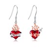 Sacred Heart Earrings Sterling Silver Red Heart of Jesus Dangle Earring Jewelry for Women