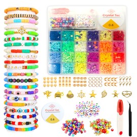 BraceArt 4,008 PCs Clay Beads Bracelet Making Kit, 24 Colors Friendship Bracelet Kits, 6mm Flat Preppy Beads for Jewelry Making, Polymer Heishi Beads with Charms Gifts Crafts (24 Colors)