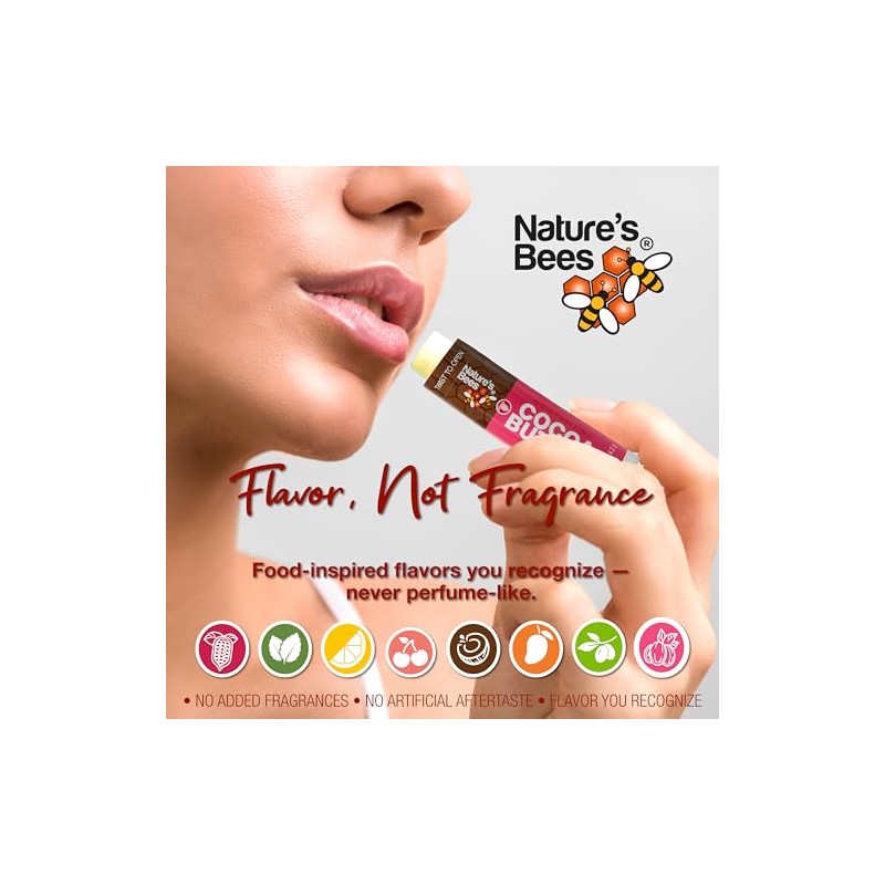 Natures Bees Juego de tubos de bálsamo labial con sabor