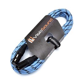 Premium Tweed Male to Female XLR Mic Lead/Braided Balanced Microphone Cable (Blue/Black, 6m)