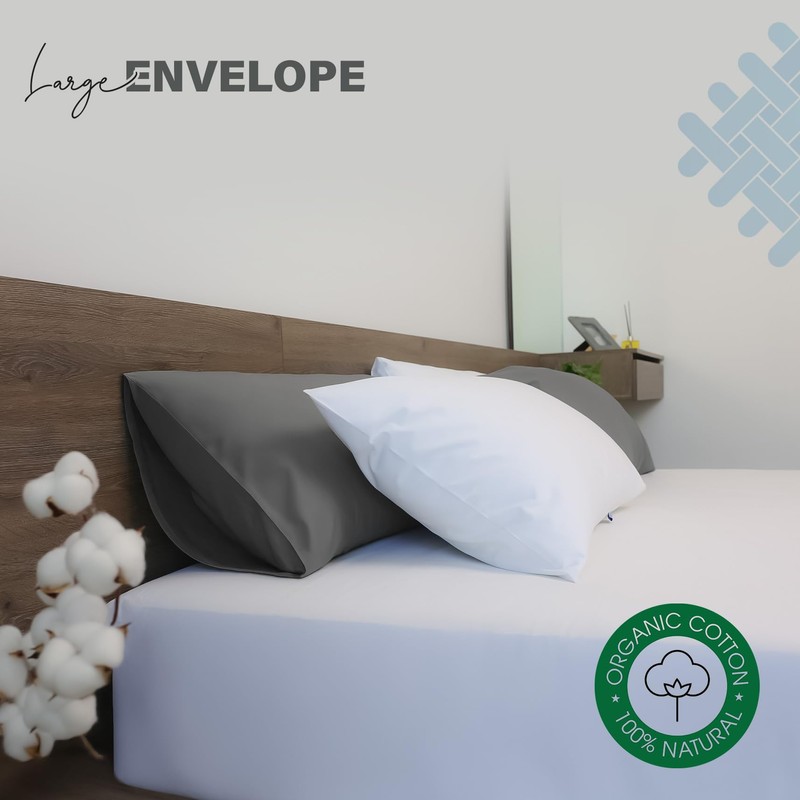 Acrali Home GOTS Cert. 100% Organic Percale Cotton Pillow Cases