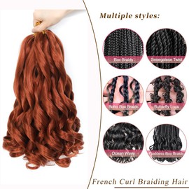 French Curly Braiding Hair 12 Inch 8 Packs - Pre Stretched Bouncy Braiding Hair- Loose Wavy Synthetic Hair Extensions for Black Women (12 inch 8 packs, 350#)