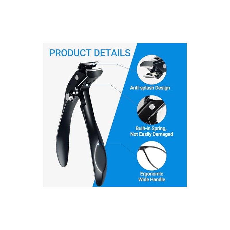 Ergonomic Toenail Clippers with Wide Jaw for Easy Trimming
