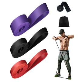 Victoper Resistance Bands（3 Pieces）Pull Up Bands Gym Bands Resistance for Strength Training Fitness Pilates Yoga Stretch Toning Pull Up Bands Includ Door Anchor and Storage Bag Red/Black/Purple