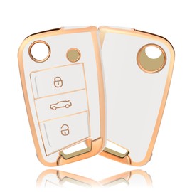 OFFCURVE Car Key Case - Key Fob Cover & Protector - 3 Buttons - Compatible with VW Volkswagen Golf 7, Variant, Polo, Tiguan, Seat Leon, Cupra, Skoda Octavia, Superb