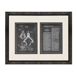 Toilet Plunger Patent Art Chalkboard Print in a Beveled Black Wood Frame with a Double Mat (16" x 20") M15665