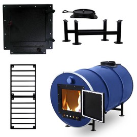 Sonret barrel woodstove kit – Perfect for 30-55 Gallon barrel metal barrel - With 55g burn barrel grate barrel stove kits - Fire wood camp stove barrel stove kit & fireplace grates For Cooking