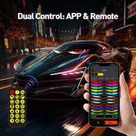 KZO 23.6x4.73 inch LED Devil Eyes Light for Car Truck Windshield 1 PCS, with App/Remote Control, DIY Text/Image, Waterproof, Flexible LED Screen for Party/Store/Decoration