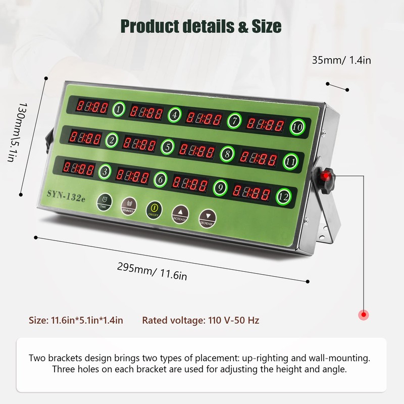 Spolehli 12 Channel Kitchen Timer Commercial Cooking Timer Reminder Restaurant