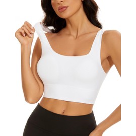 SIMIYA Sports Bra Women Seamless Crop Bra Top Comfort Bra with Removable Pads - Perfect for Everyday Wear(02style-White,3XL)