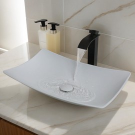 Focitland 22 Inch Stone Resin Bathroom Sink with Pop-Up Drain Combo,Grey Rectangular Vessel Sink Above Counter Modern Bathroom Vessel Sink Basin