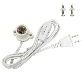 Pispoer | Bulb Socket | E17 Base | Socket Outlet with Cord | 1.5M with Switch | E17 Socket Outlet | Fashionable | Easy Installation, No Construction Required|PSE Certified| White | Set of 1