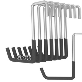 6-Pack Multi-Purpose J-Hooks, Bicycle Ladder Storage Wall Tick, for Bicycles, Gardening Tools, Hoses, Sports Equipment