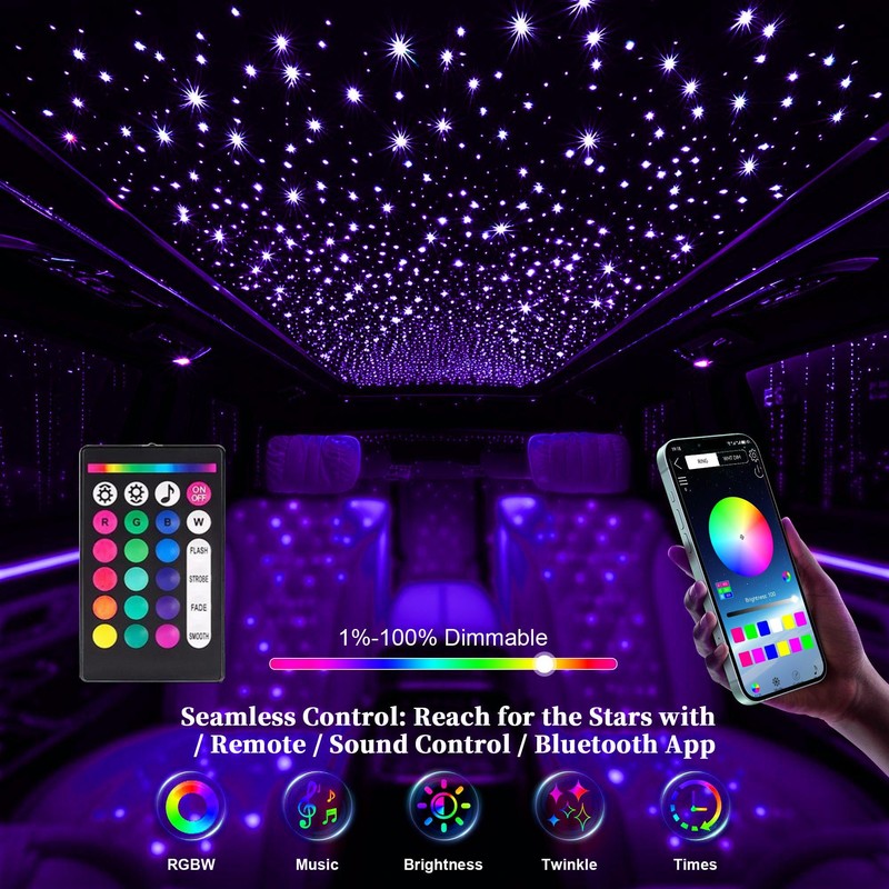 VASTFIRE 16W Starlight Headliner Kit 300 pcs Fiber Optic Star