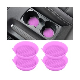 Mandark Car Cup Coaster, 4PCS Silicone Non-Slip Vehicle Drink Cup Mat, Sift-Proof Spill Recessed Automotive Interior Cup Holder Insert Protector Accessories, Universal for Most Cars (Purple)