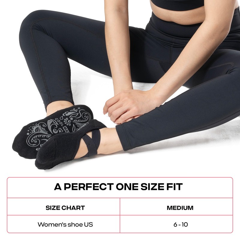 COOLMATE Barre Elastic Strap Yoga Socks for Women Non Slip
